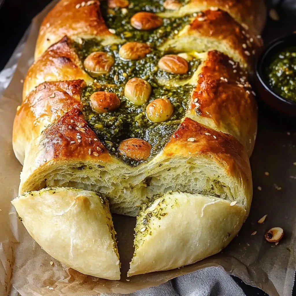 Schneller Blätterteig-Baum mit Pesto