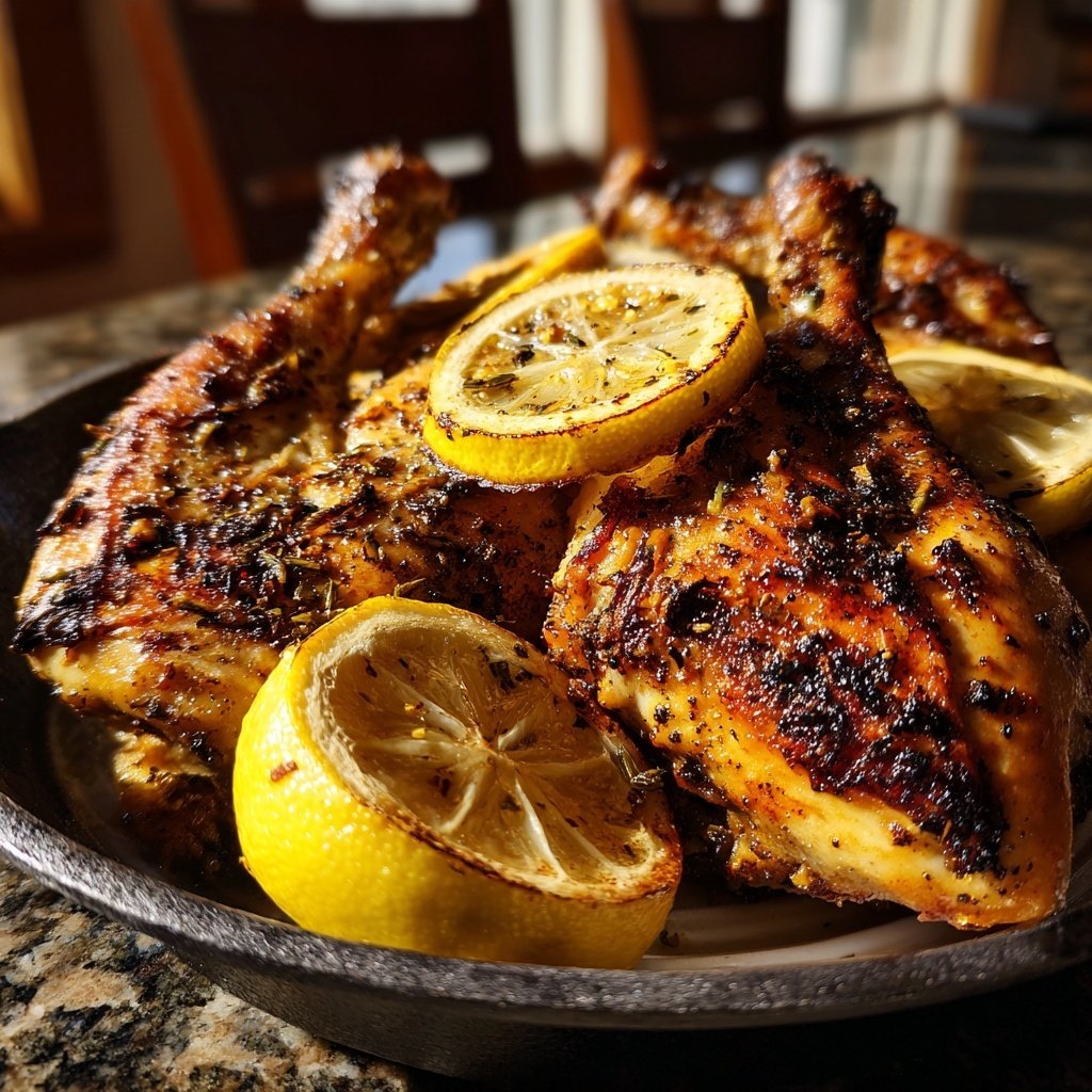 Blechpfanne Zitrone Knoblauch Huhn