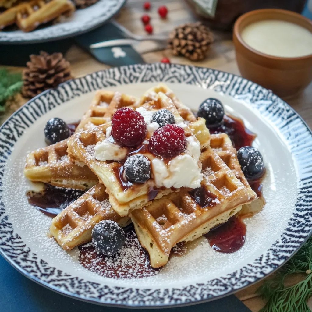 Spekulatius-Waffeln mit Gewürzkirschen und Eis-Sterne