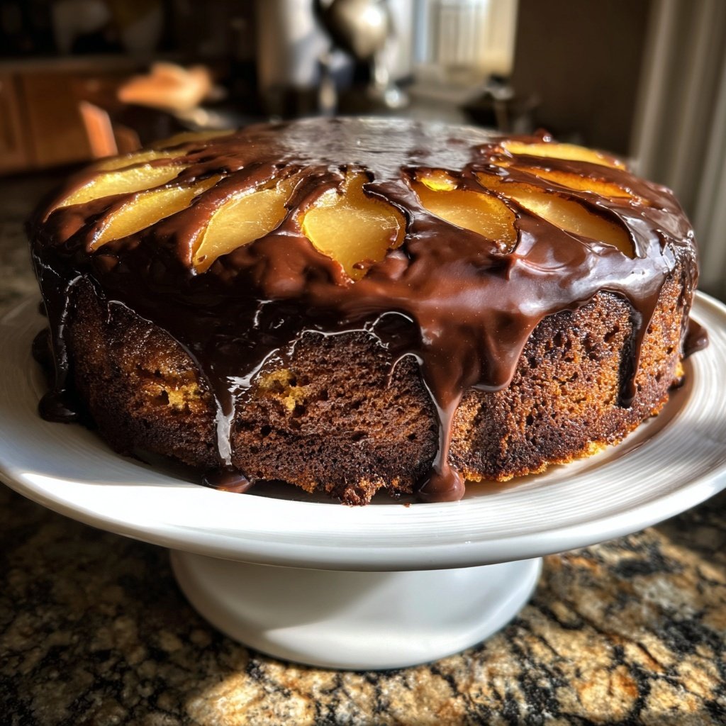 Birnen Upside Schoko Kuchen