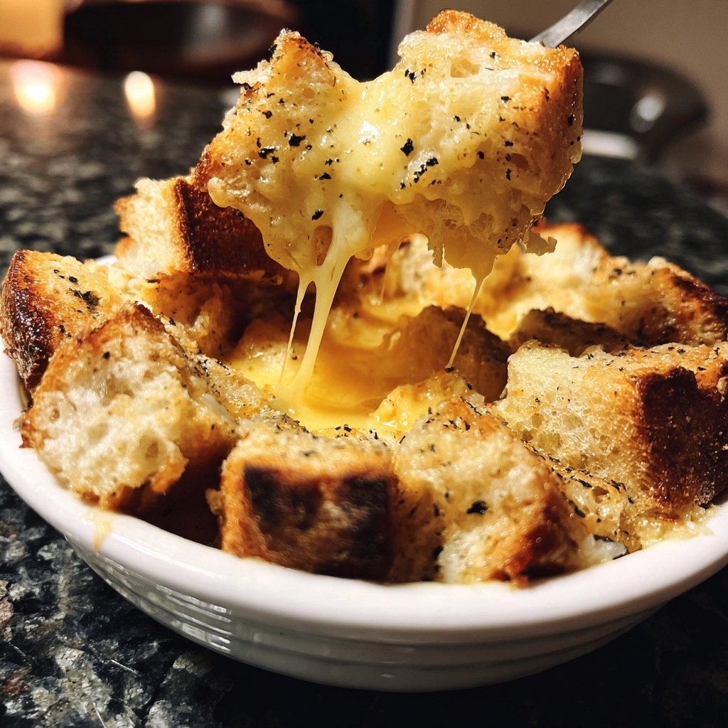 Fondue Beilage geröstete Brotwürfel