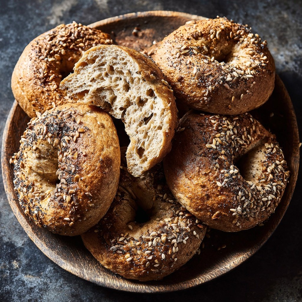 Protein Bagels mit Molkepulver hinzugefügt