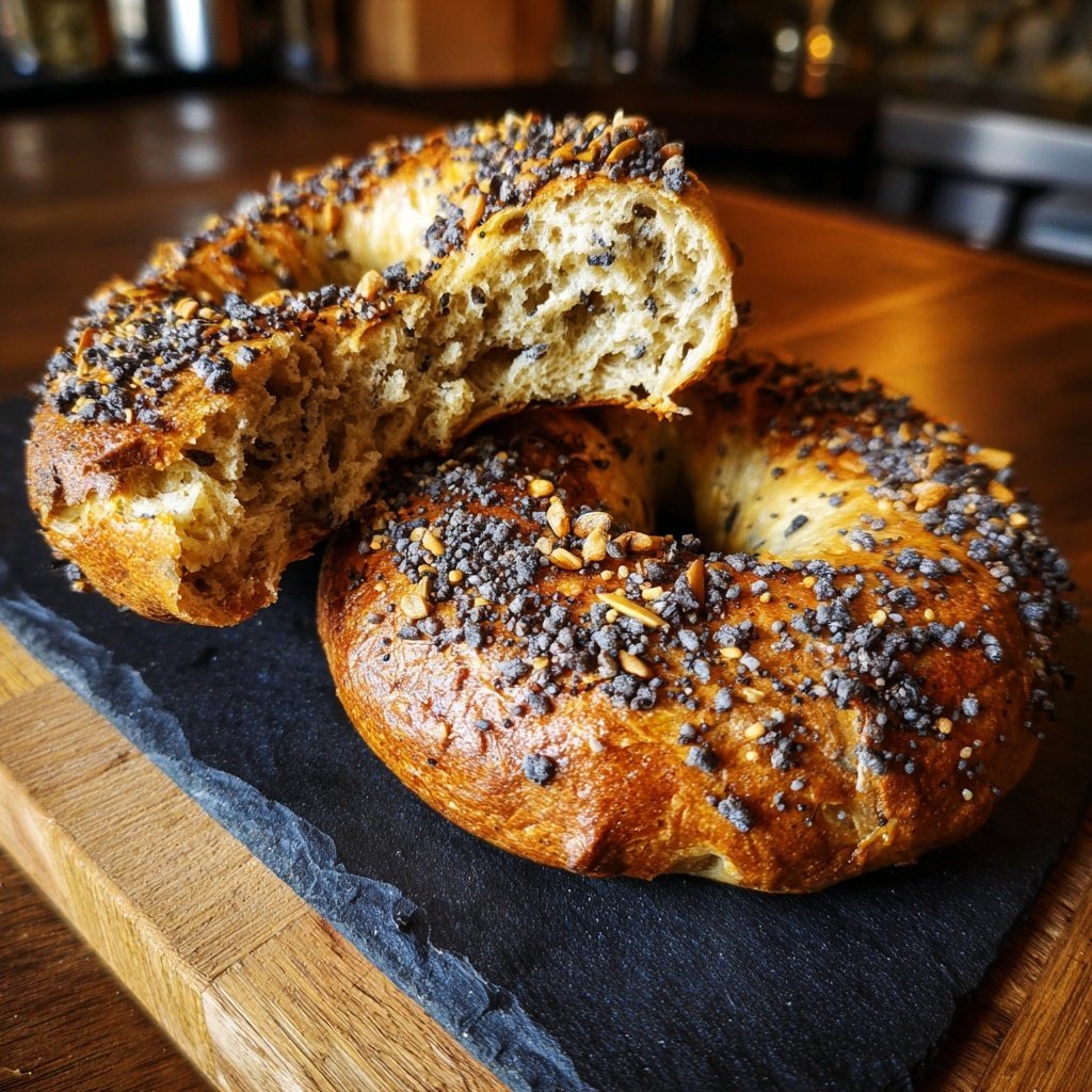 Protein Bagels mit Mohnsamen traditionell