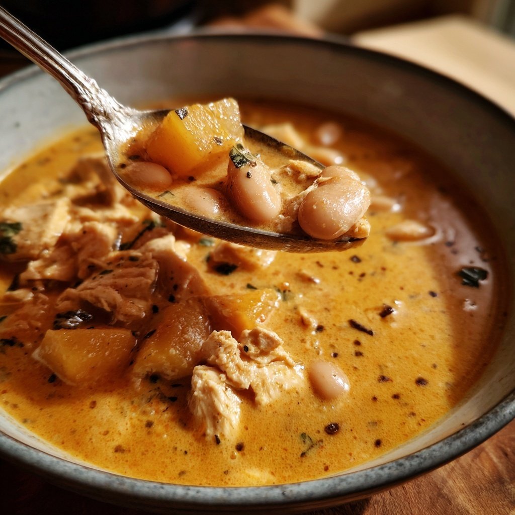 Weiße Bohnen Kürbis Truthahn Chili