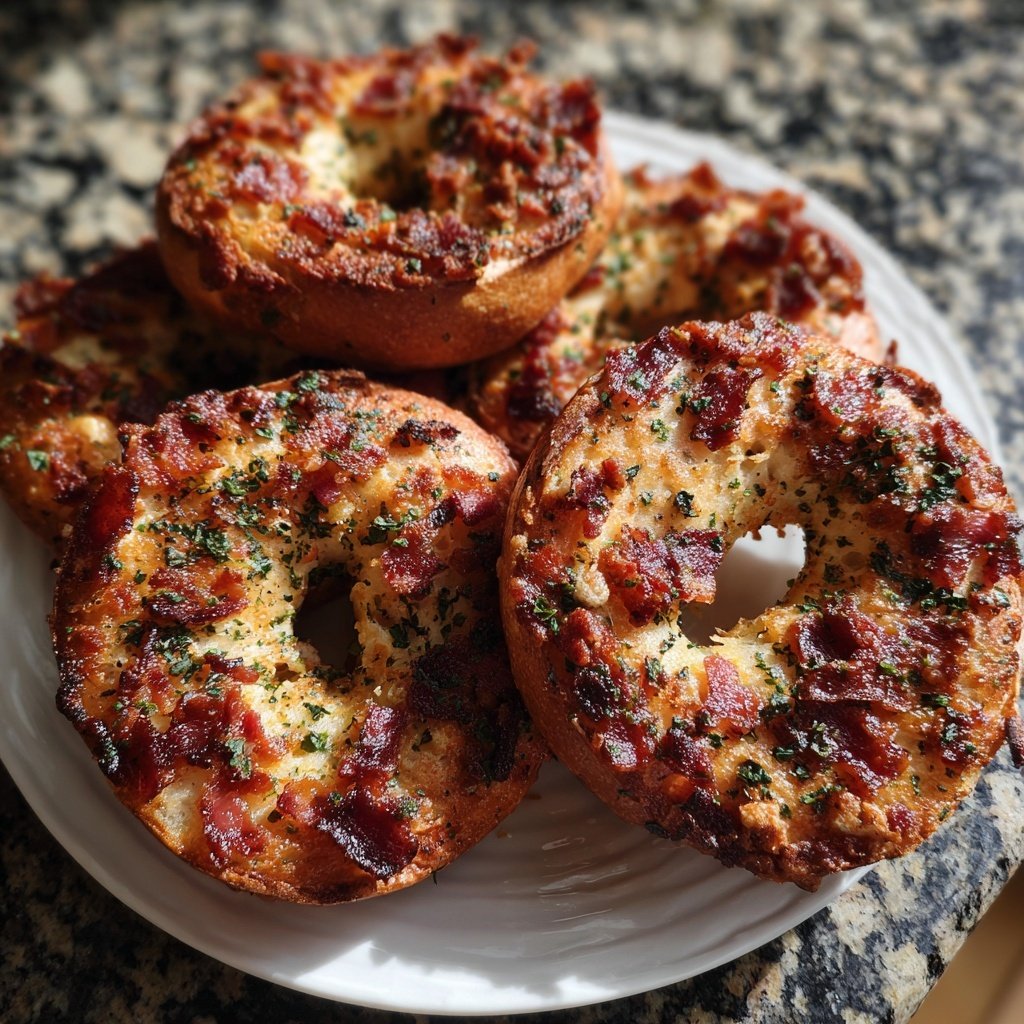 Protein Bagels mit Speck Bits würzig