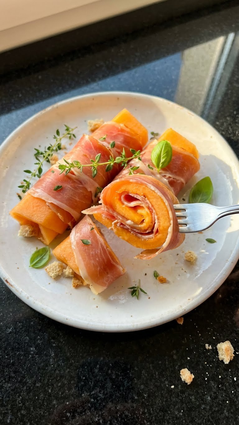 Herzhaftes Melonen Schinken Röllchen