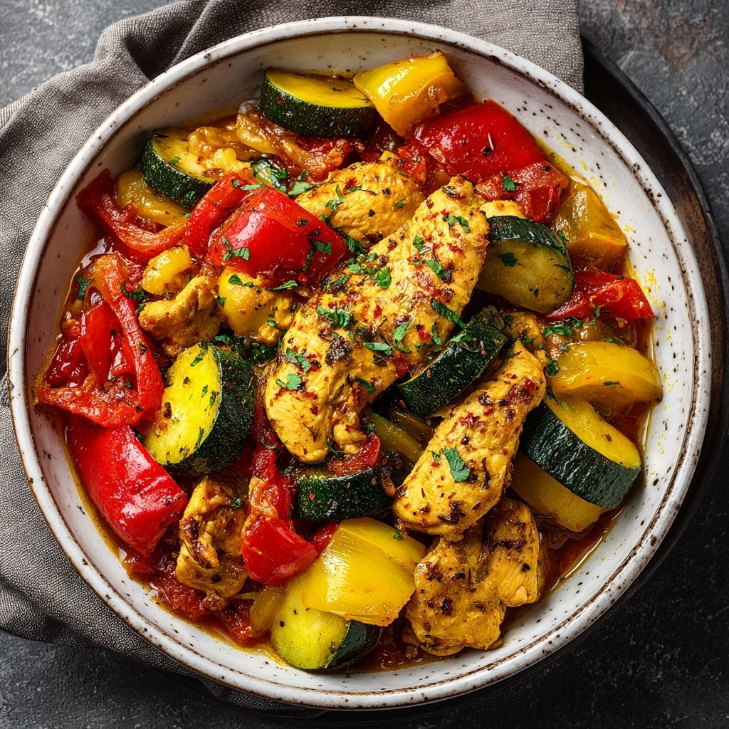 Spanische Hähnchen Gemüse Reispfanne