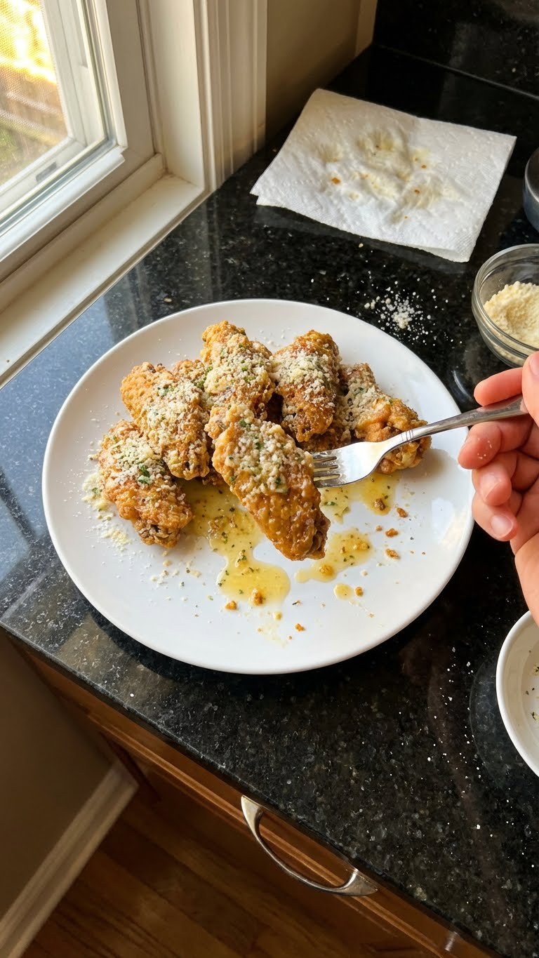 Frittierte Knoblauch Parmesan Hähnchenflügel