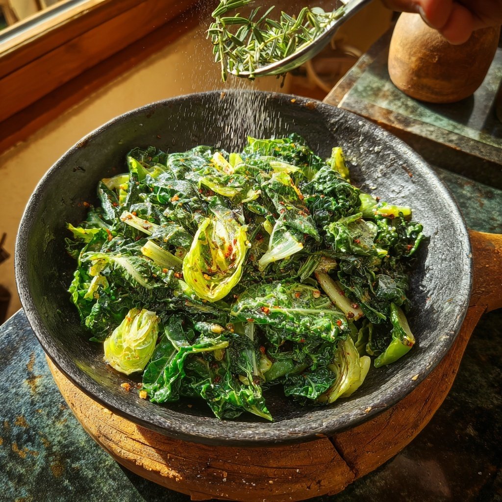 Salatgrün Kräuter Grünkohl Sauté