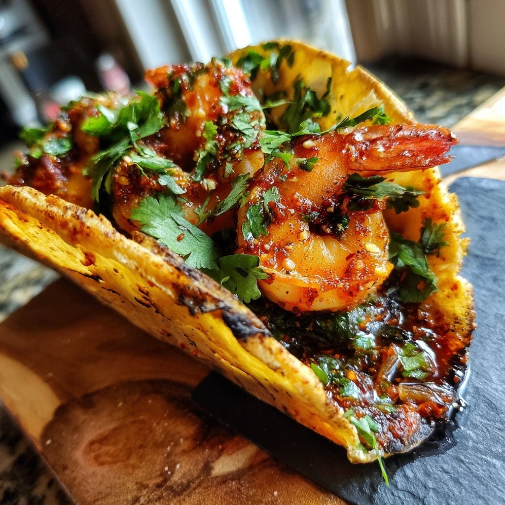 Scharfe Knoblauch Garnelen Tacos