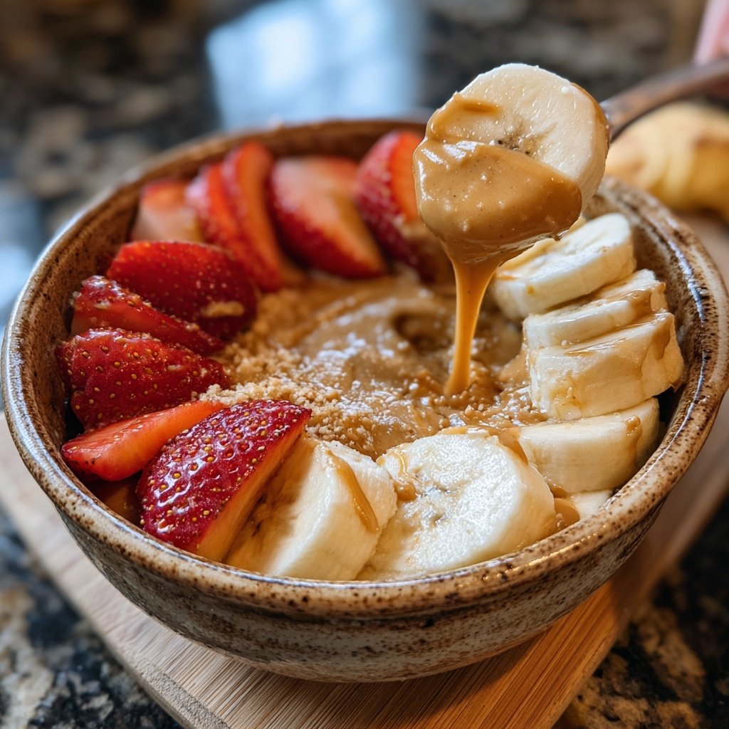 Erdnussbutter Obst Dip