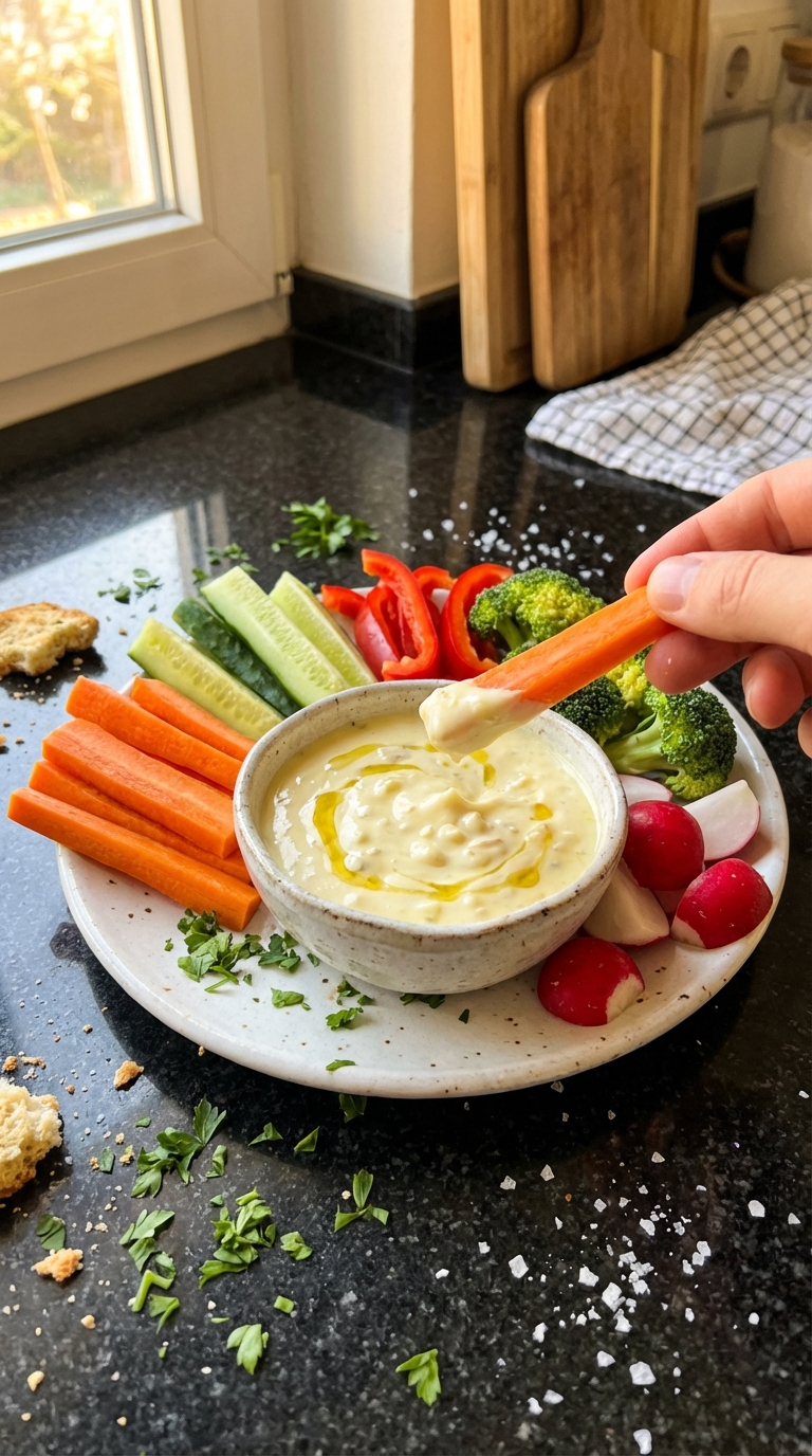 Knoblauch Aioli zu Rohkost Gemüse