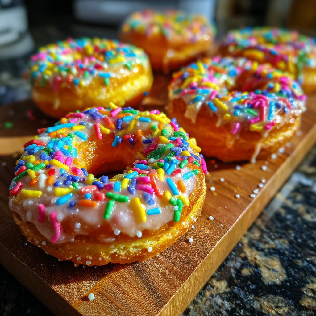 Regenbogen-Glasierte Donuts
