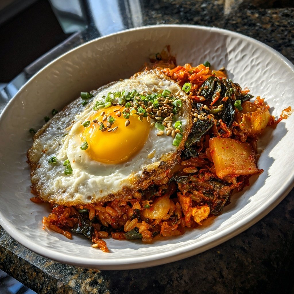 Kimchi Gebratener Reis mit knuspriger Ei