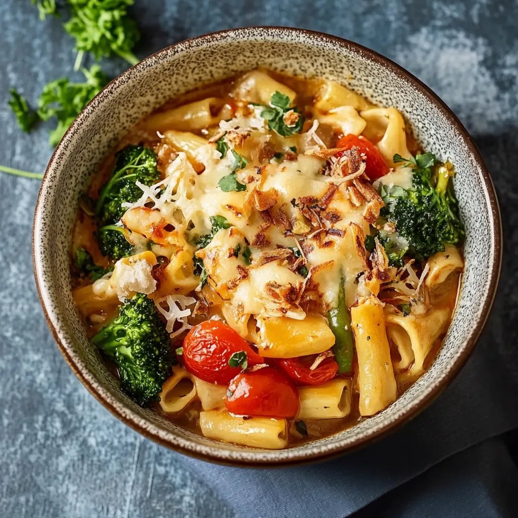 Gesunder vegetarischer Nudelauflauf