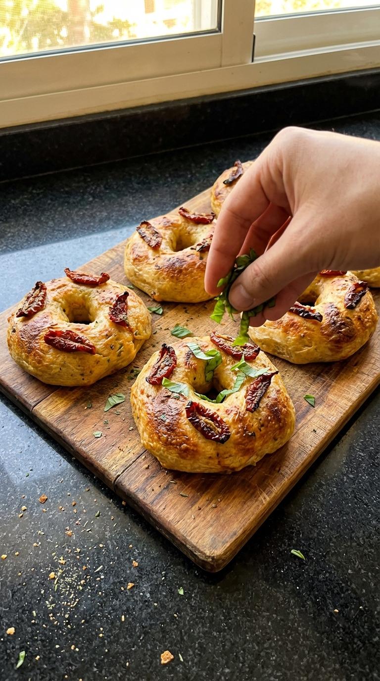 Getrocknete Tomaten Basilikum Bagels​