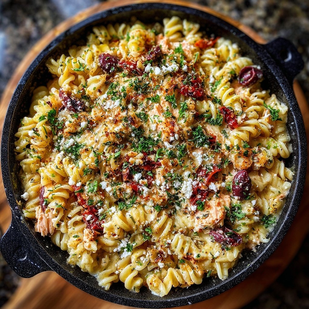 Gebackener Feta Lachs Pasta