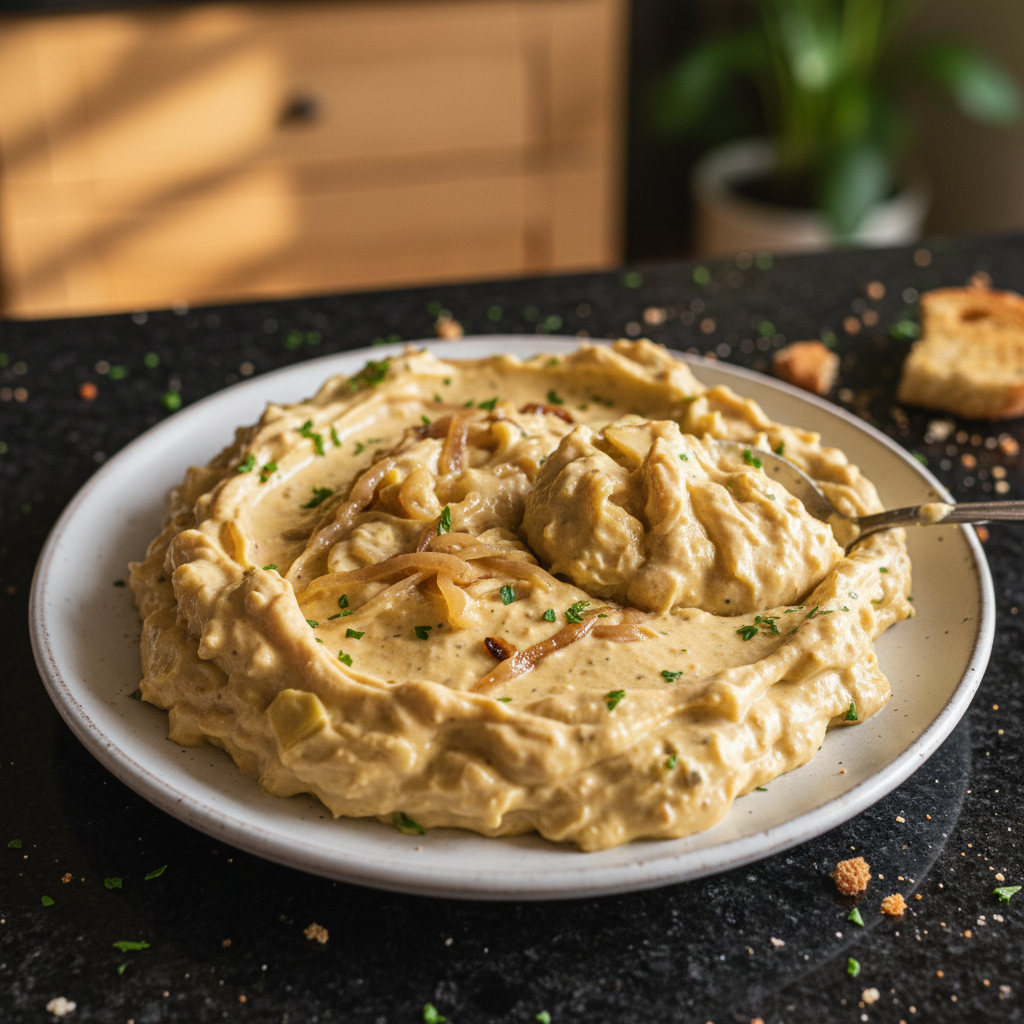 Karamellisierte Zwiebel und Artischocken Dip