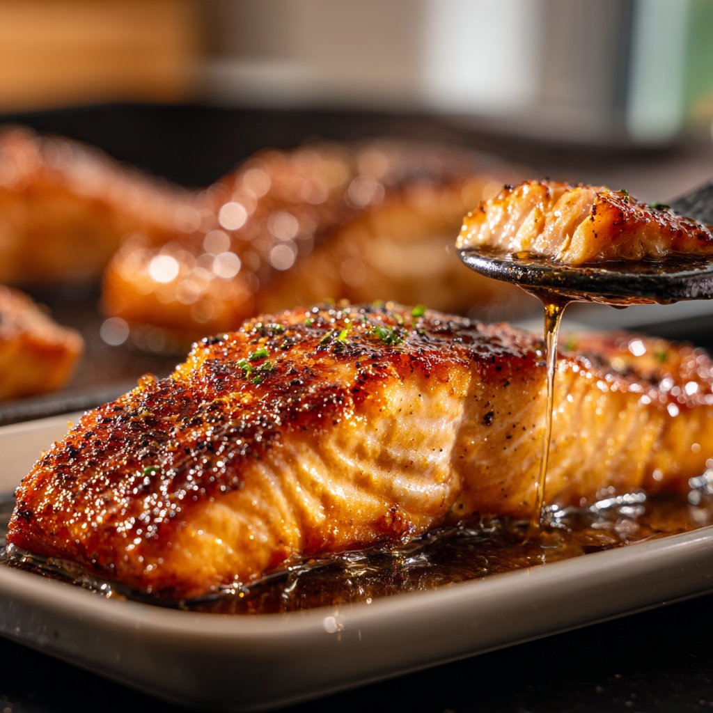 Ahornsirup-Glasierte Lachsfilets