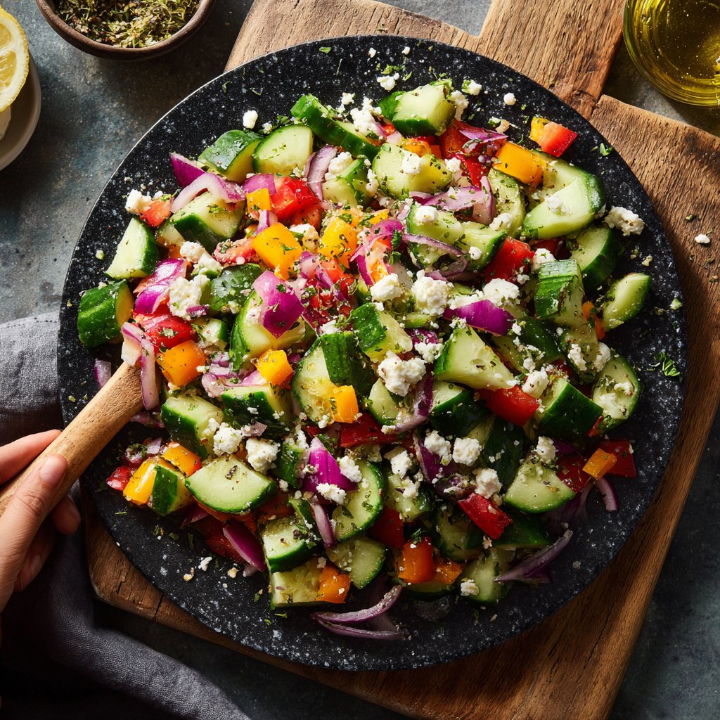 Gurken-Bohnen-Salat mit Feta