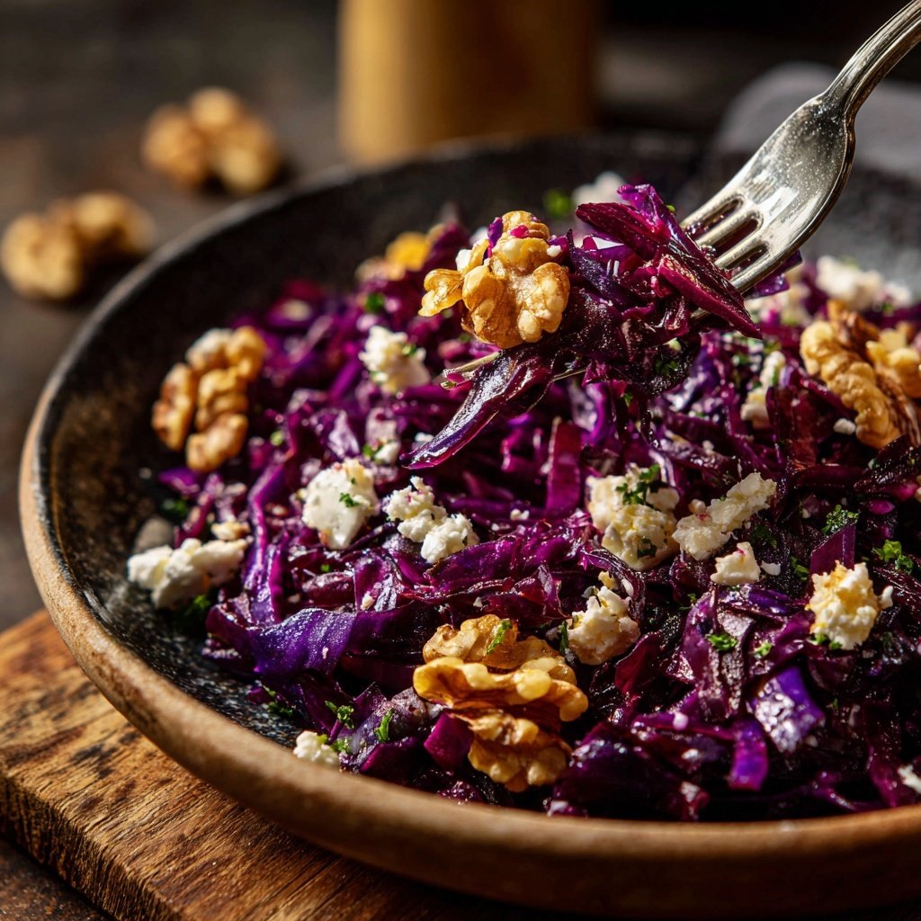Rotkohl Salat mit Feta und Walnüssen - Klara & Ida