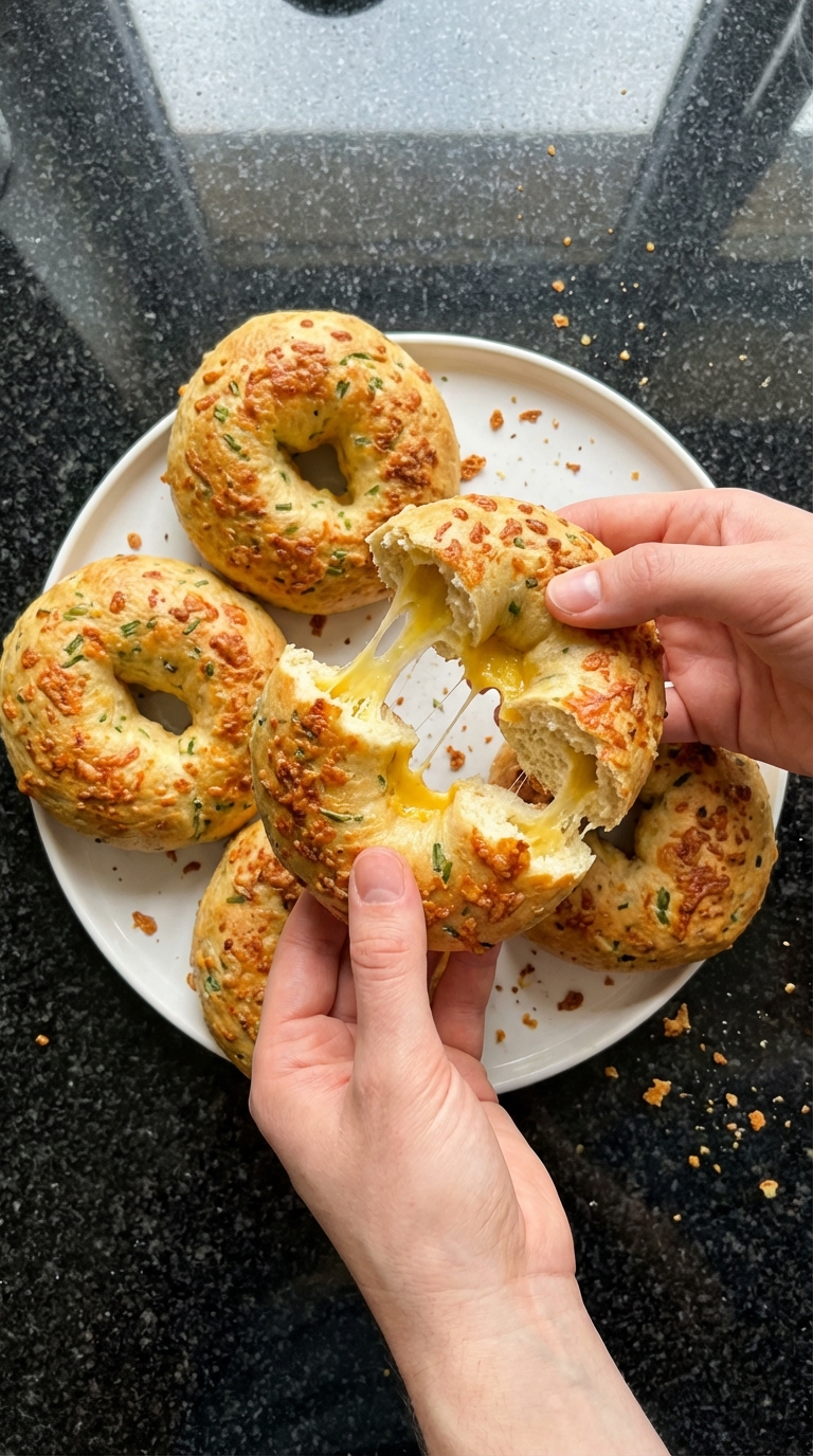 Cheddar Schnittlauch Hochprotein Bagels​