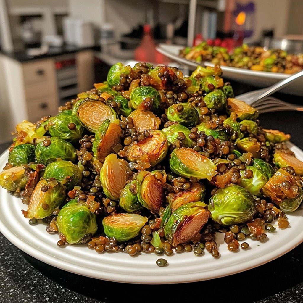 Gebratener Rosenkohl mit Berglinsen