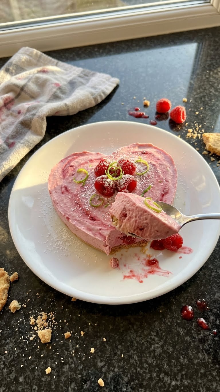 Herzförmige Himbeer Limetten Mousse