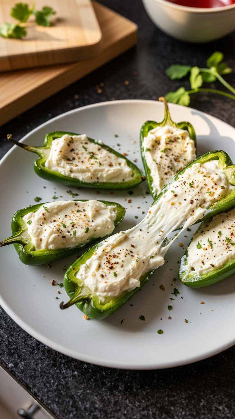 Mit Frischkäse gefüllte Jalapeños