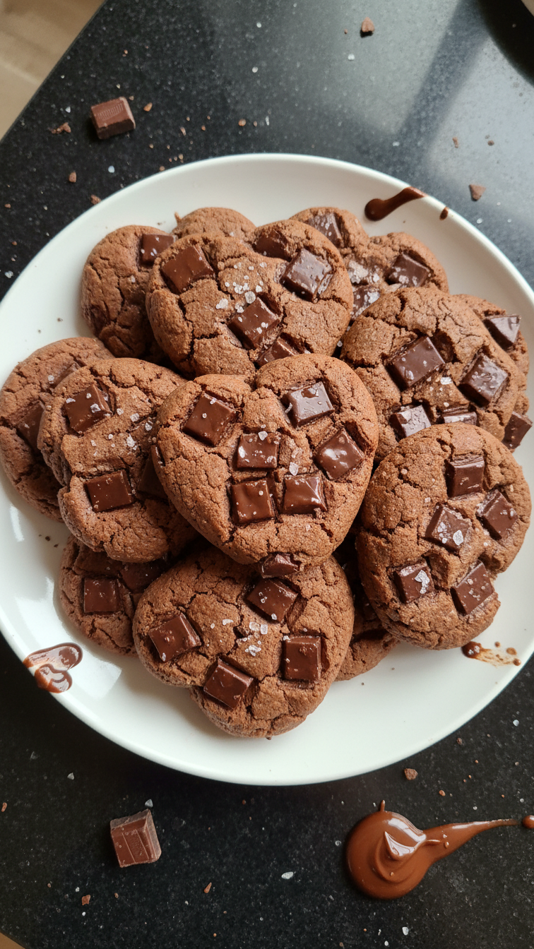Schokoladen Keksherzen mit Stückchen