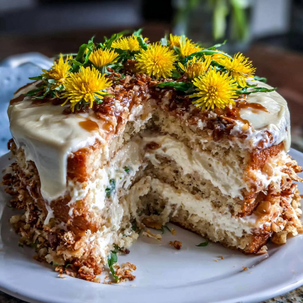 Helle Löwenzahn-Torte mit Vanille