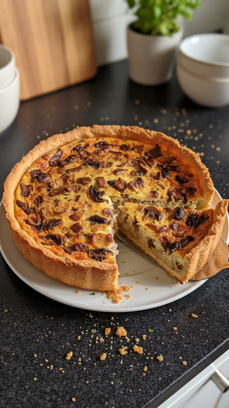Herzhafte Zwiebel Pilz Quiche