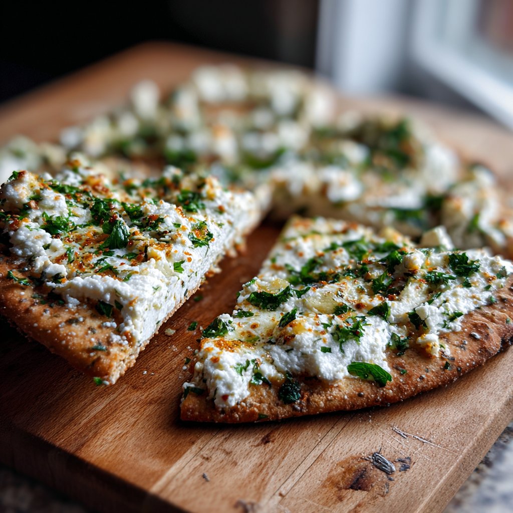 Knoblauch-Kräuter-Quark-Fladenbrot